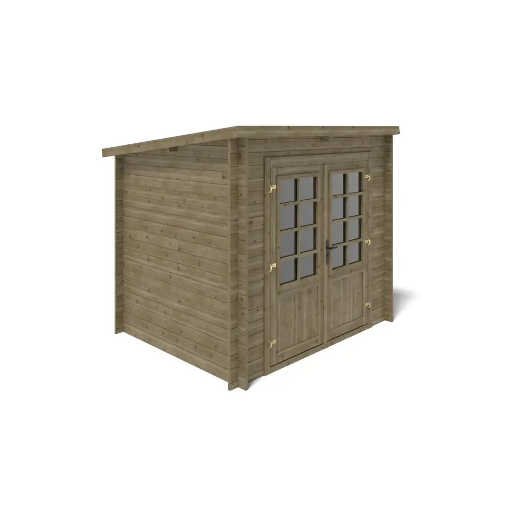 Abri de jardin en bois - 5m2 - 2.5x2m - Traité - Ep. 28mm - Couleur: vert