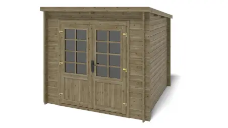 Abri de jardin en bois - 6.25m2 - 2.5x2.5m - Traité - Ep. 28mm - Couleur: vert