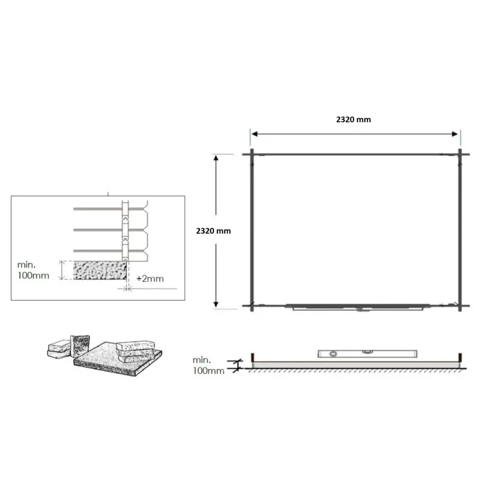 Abri de jardin en bois - 6.25m2 - 2.5x2.5m - Traité - Ep. 28mm - Couleur: vert