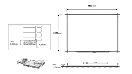 Abri de jardin en bois - 6.25m2 - 2.5x2.5m - Traité - Ep. 28mm - Couleur: vert