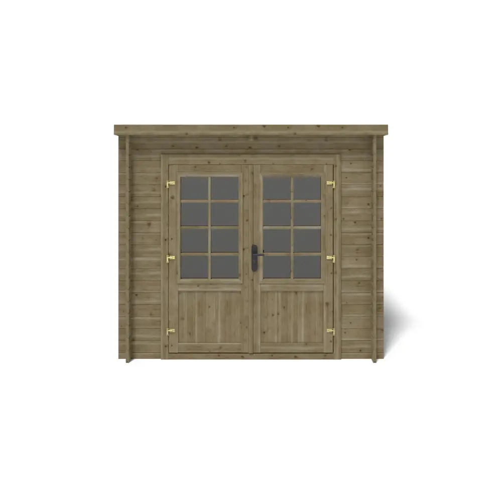 Abri de jardin en bois - 6.25m2 - 2.5x2.5m - Traité - Ep. 28mm - Couleur: vert