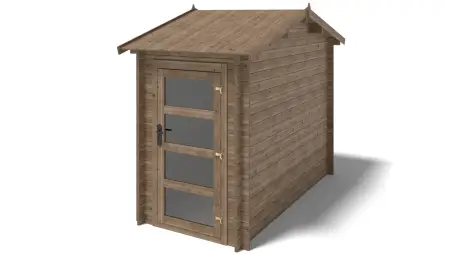 Abri de jardin en bois - 4.5m2 - 1.5x3m - Traité - Ep. 28mm - Couleur: marron