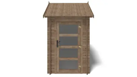 Abri de jardin en bois - 4.5m2 - 1.5x3m - Traité - Ep. 28mm - Couleur: marron
