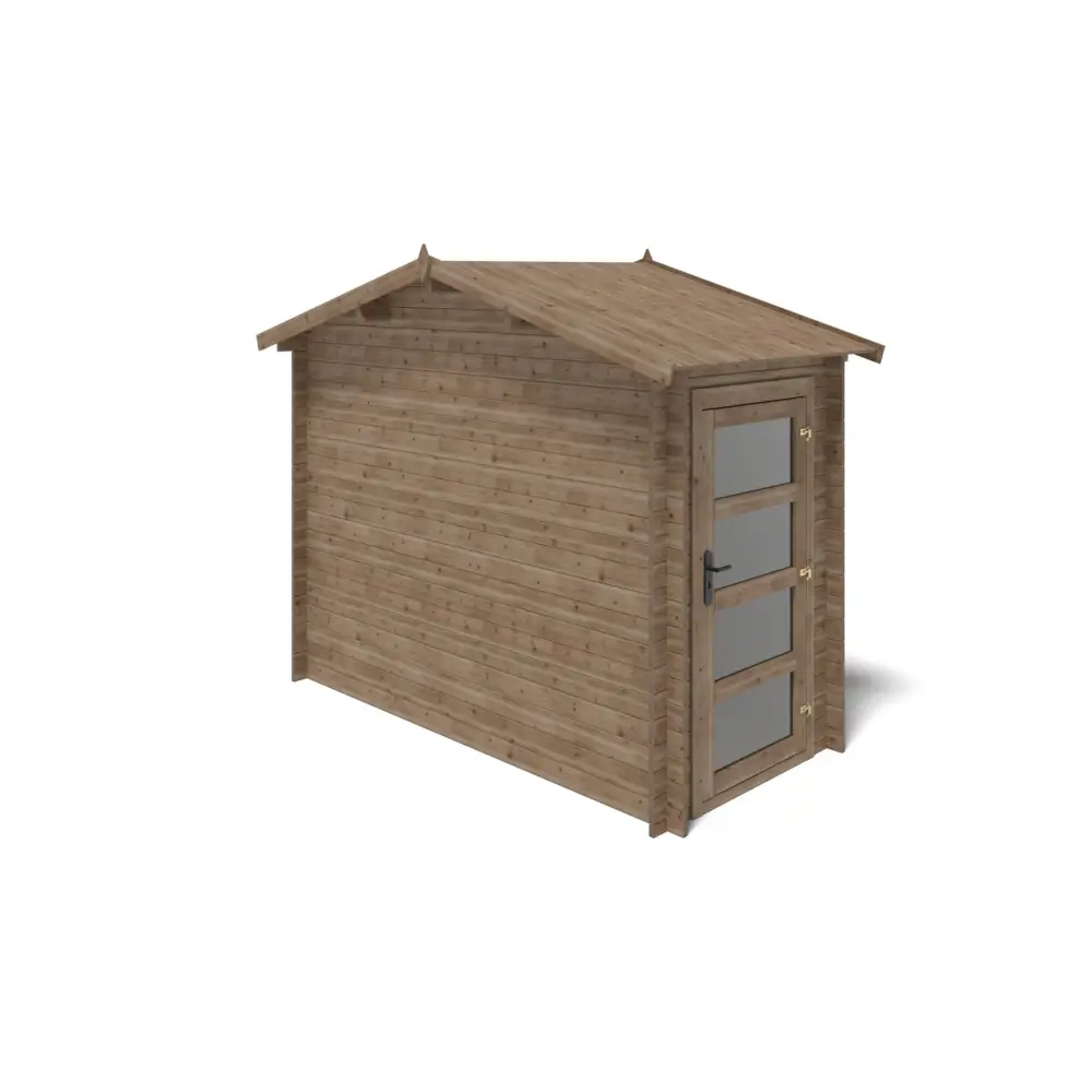 Abri de jardin en bois - 4.5m2 - 1.5x3m - Traité - Ep. 28mm - Couleur: marron