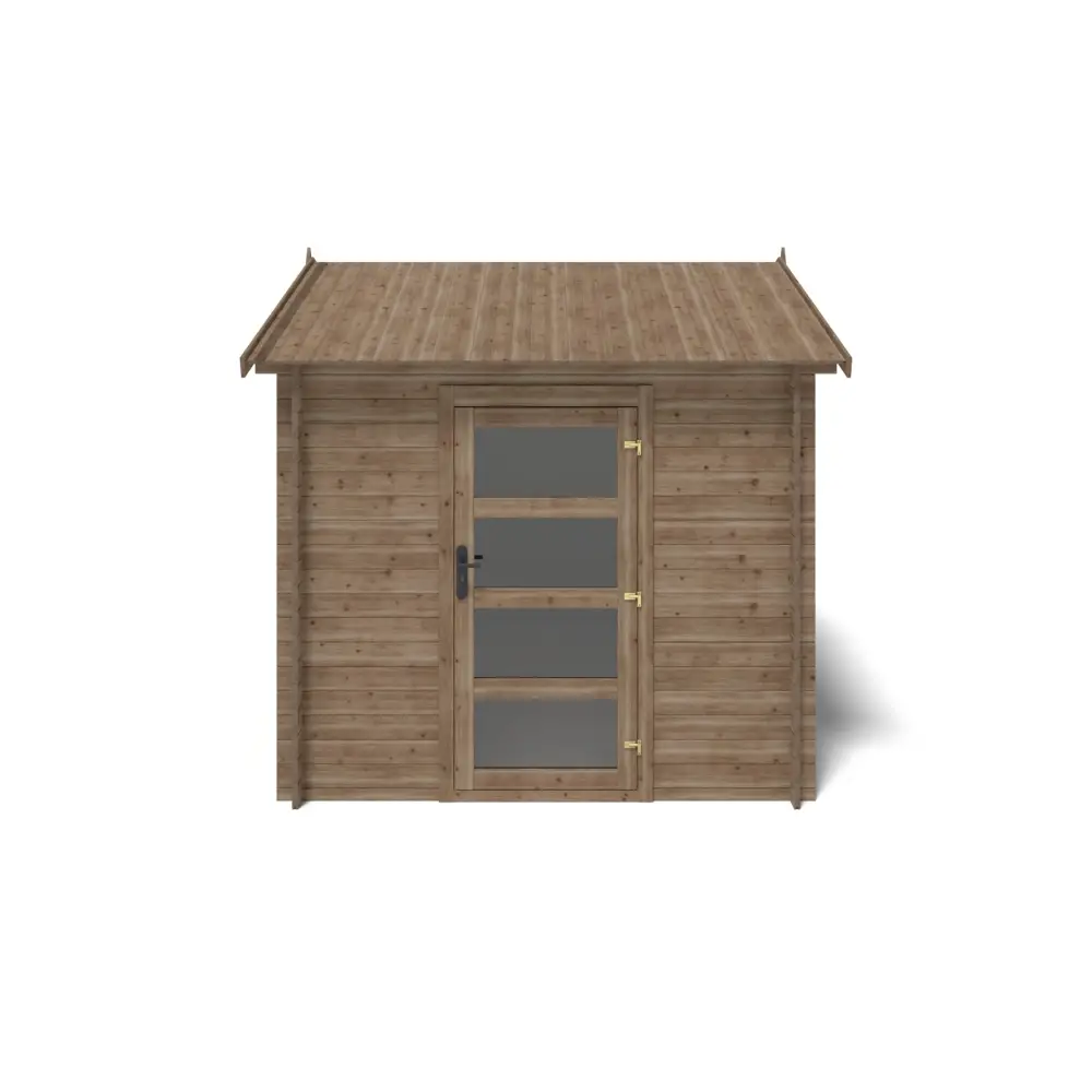 Abri de jardin en bois - 7.5m2 - 2.5x3m - Traité - Ep. 28mm - Couleur: marron