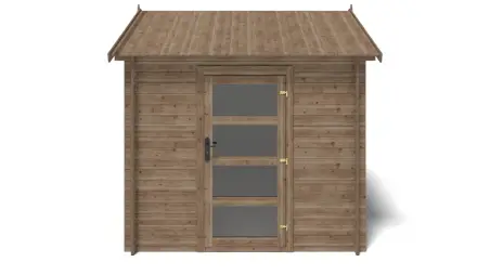 Abri de jardin en bois - 7.5m2 - 2.5x3m - Traité - Ep. 28mm - Couleur: marron