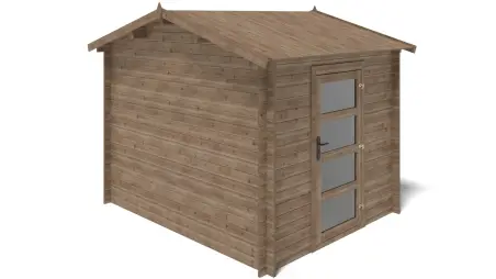 Abri de jardin en bois - 7.5m2 - 2.5x3m - Traité - Ep. 28mm - Couleur: marron