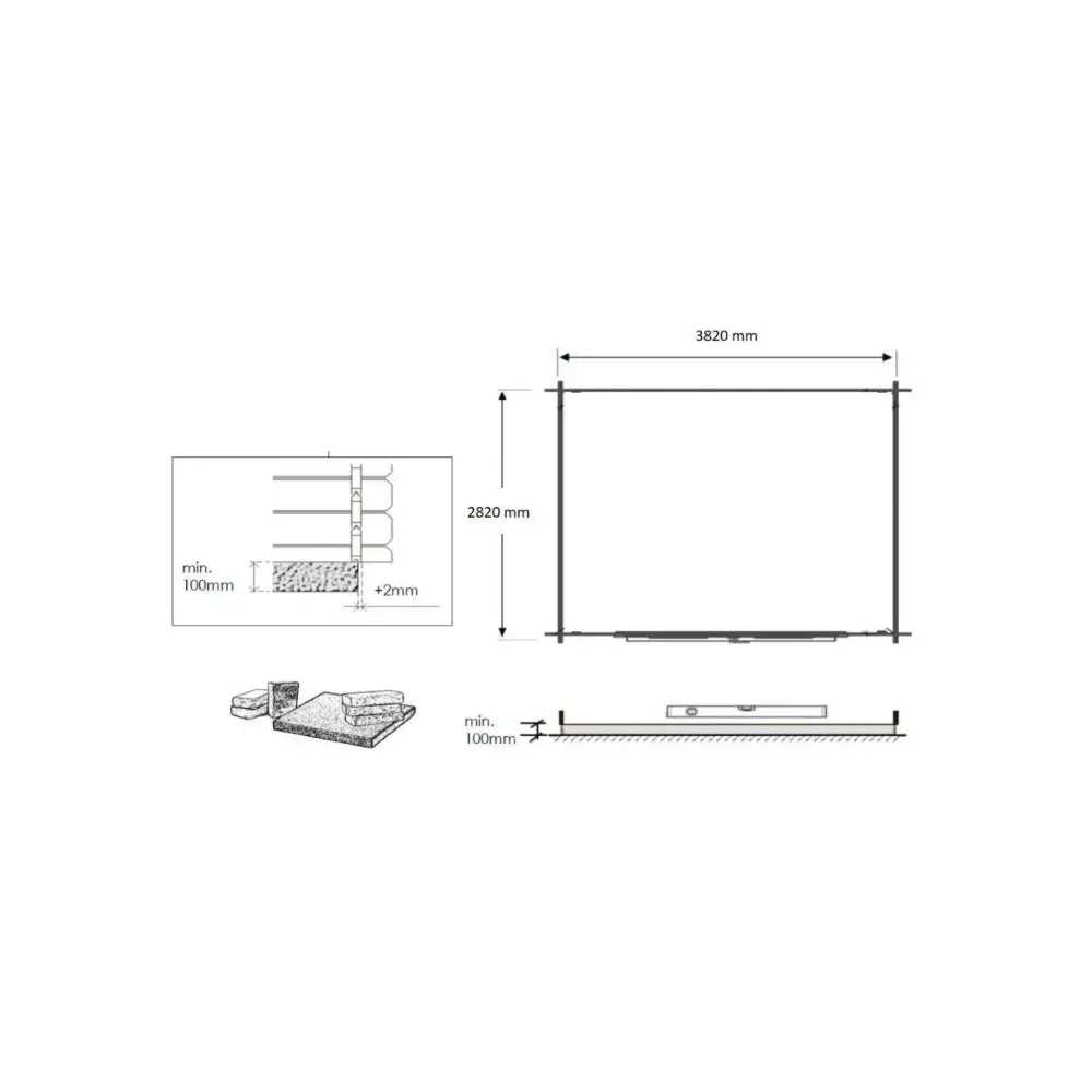 Abri de jardin en bois - 12m2 - 4x3m - Traité - Ep. 28mm - Couleur: marron