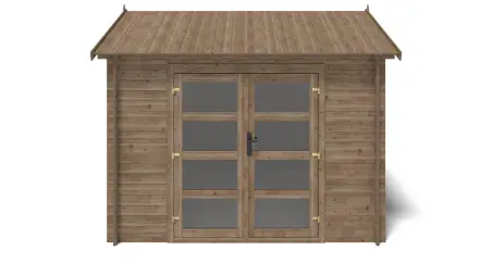 Abri de jardin en bois - 9m2 - 3x3m - Traité - Ep. 28mm - Couleur: marron