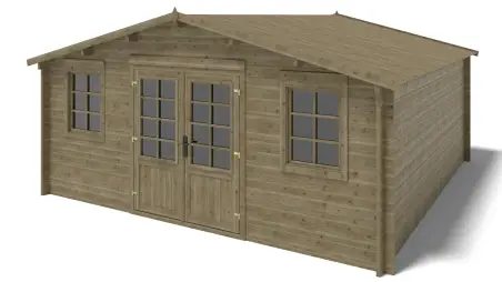 Abri de jardin en bois - 25m2 - 5x5m - Traité - Ep. 40mm - Couleur: vert