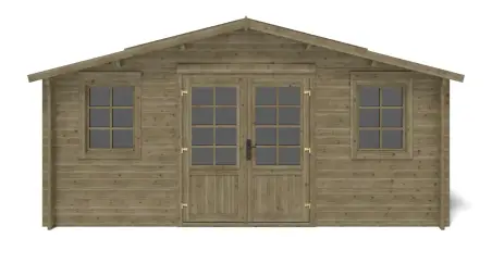 Abri de jardin en bois - 25m2 - 5x5m - Traité - Ep. 40mm - Couleur: vert