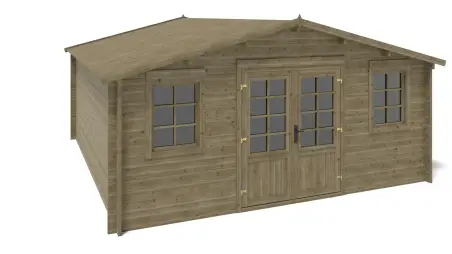 Abri de jardin en bois - 25m2 - 5x5m - Traité - Ep. 40mm - Couleur: vert