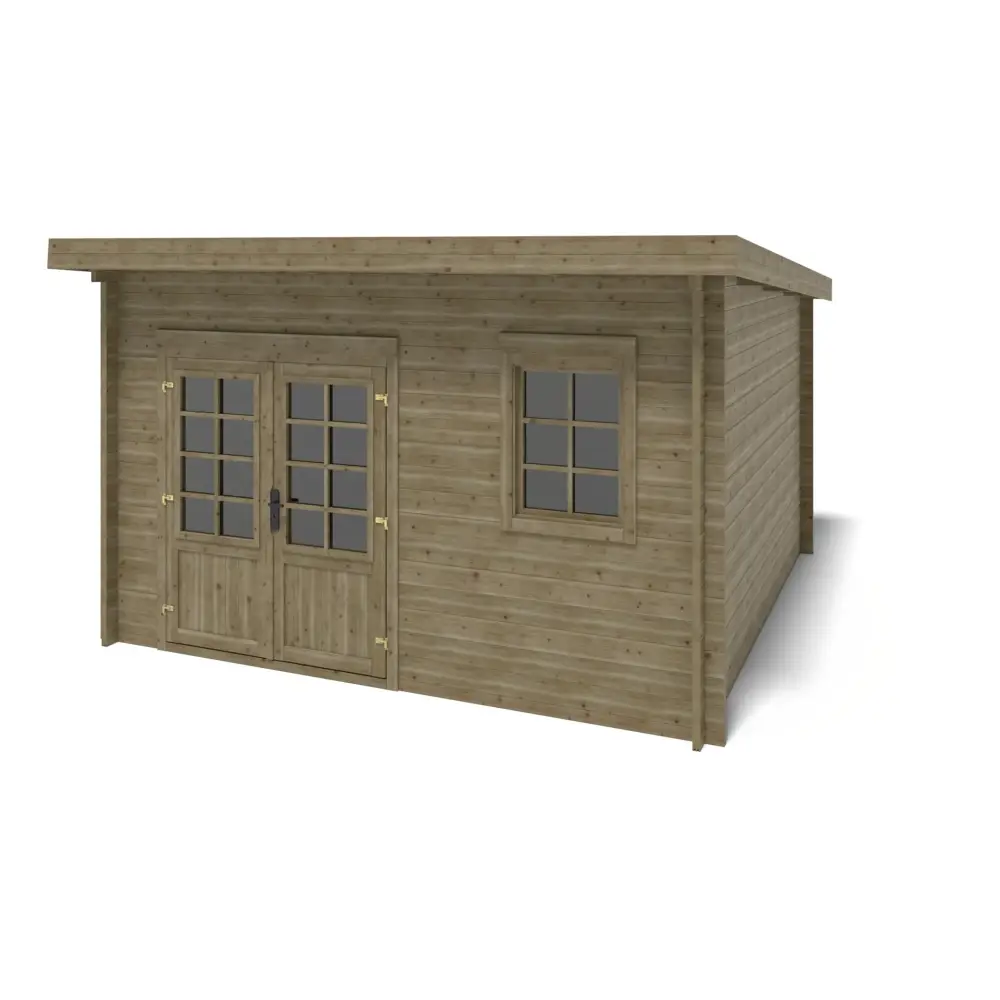 Abri de jardin en bois - 12m2 - 4x3m - Traité - Ep. 40mm - Couleur: vert