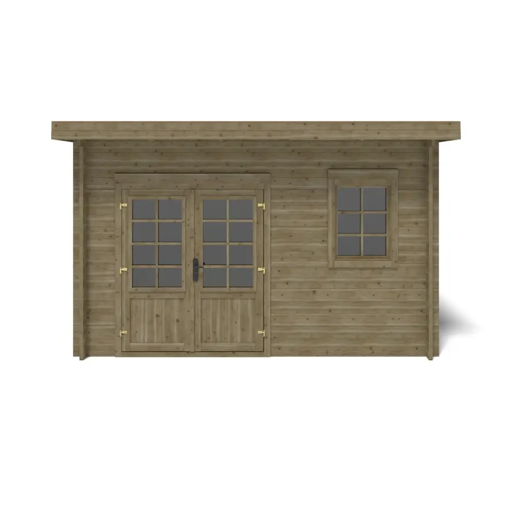 Abri de jardin en bois - 12m2 - 4x3m - Traité - Ep. 40mm - Couleur: vert