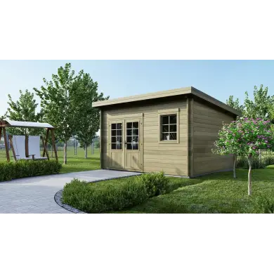 Abri de jardin en bois - 16m2 - 4x4m - Traité - Ep. 40mm - Couleur: vert