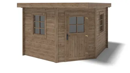 Abri de jardin en bois - 8m2 - 3x3m - Traité - Ep. 28mm - Couleur: marron