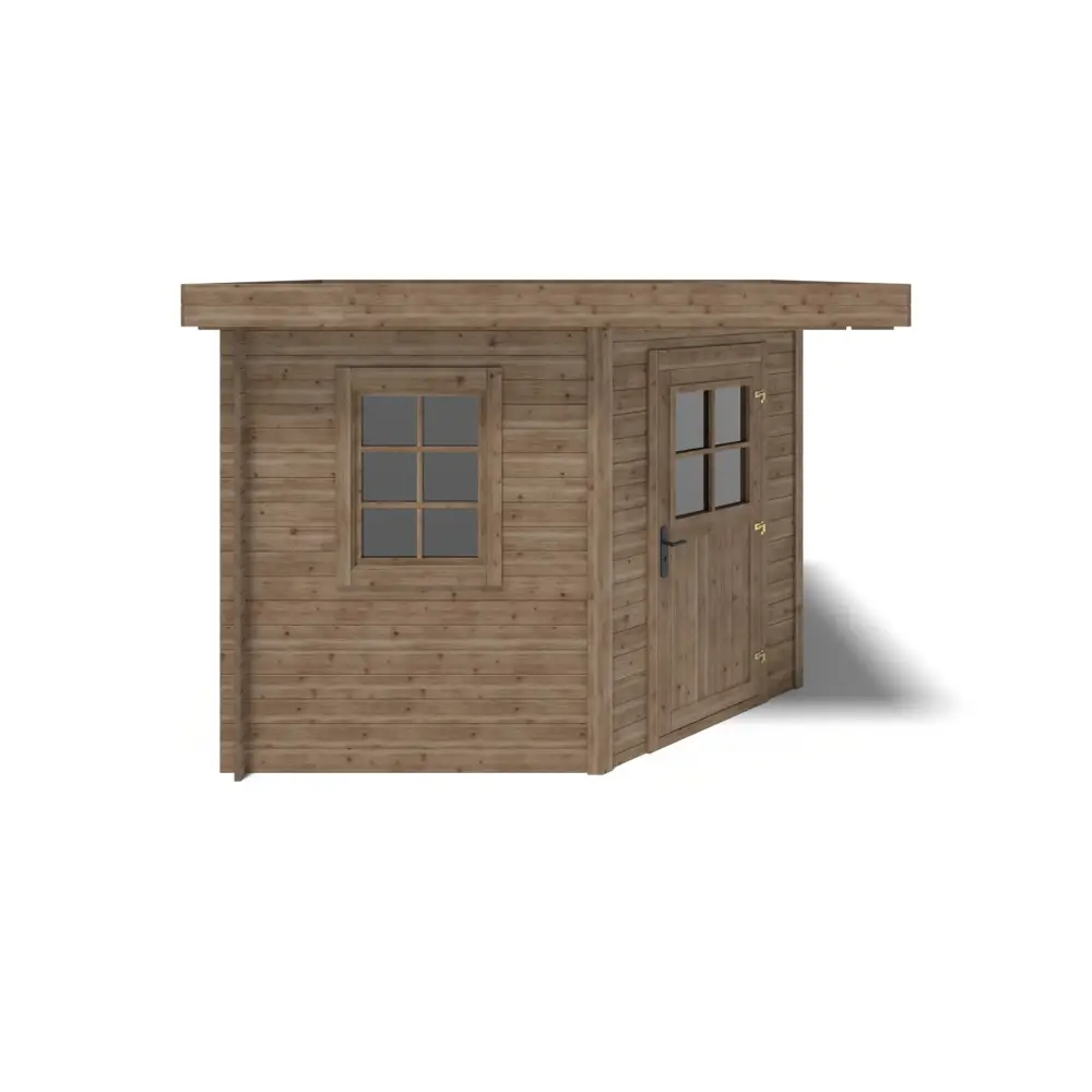 Abri de jardin en bois - 8m2 - 3x3m - Traité - Ep. 28mm - Couleur: marron