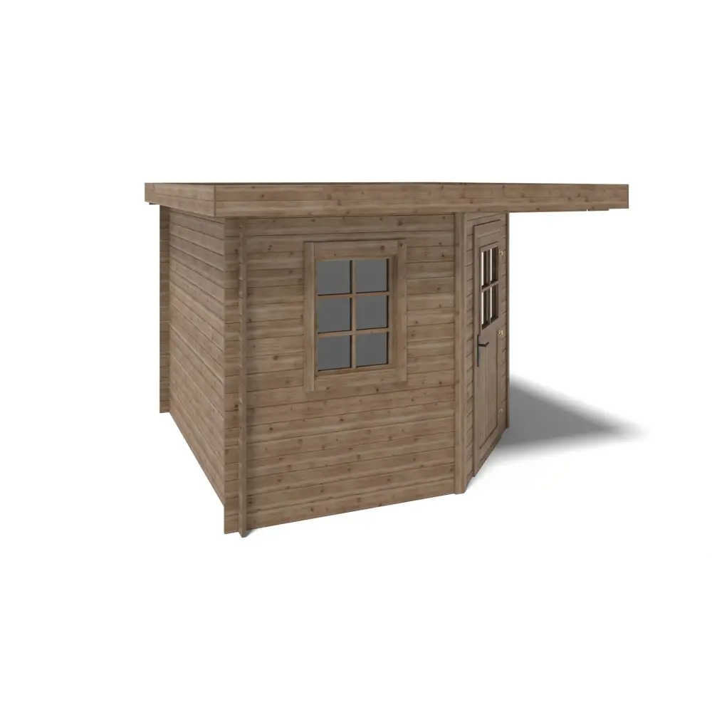 Abri de jardin en bois - 8m2 - 3x3m - Traité - Ep. 28mm - Couleur: marron