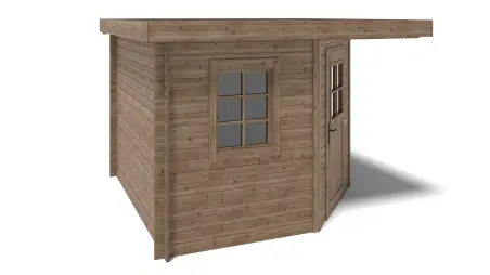 Abri de jardin en bois - 8m2 - 3x3m - Traité - Ep. 28mm - Couleur: marron