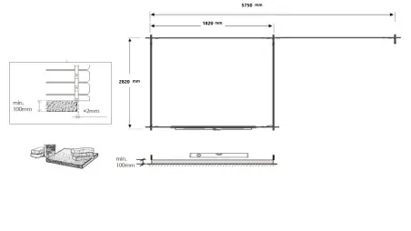 Abri de jardin en bois - 6m2 - 5.84x3m - Traité - Ep. 28mm - Couleur: gris