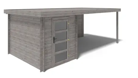 Abri de jardin en bois - 6m2 - 5.84x3m - Traité - Ep. 28mm - Couleur: gris