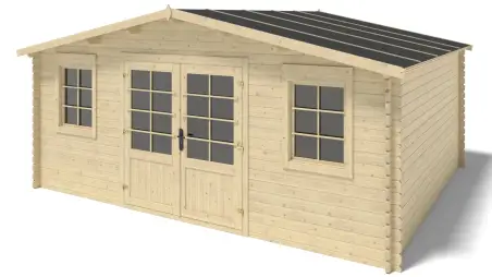 Abri de jardin en bois - 21.42m2 - 5.1x4.2m - Ep. 34mm - Couleur: naturel