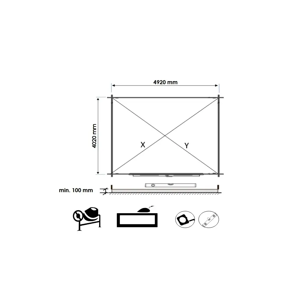 Abri de jardin en bois - 21.42m2 - 5.1x4.2m - Ep. 34mm - Couleur: naturel