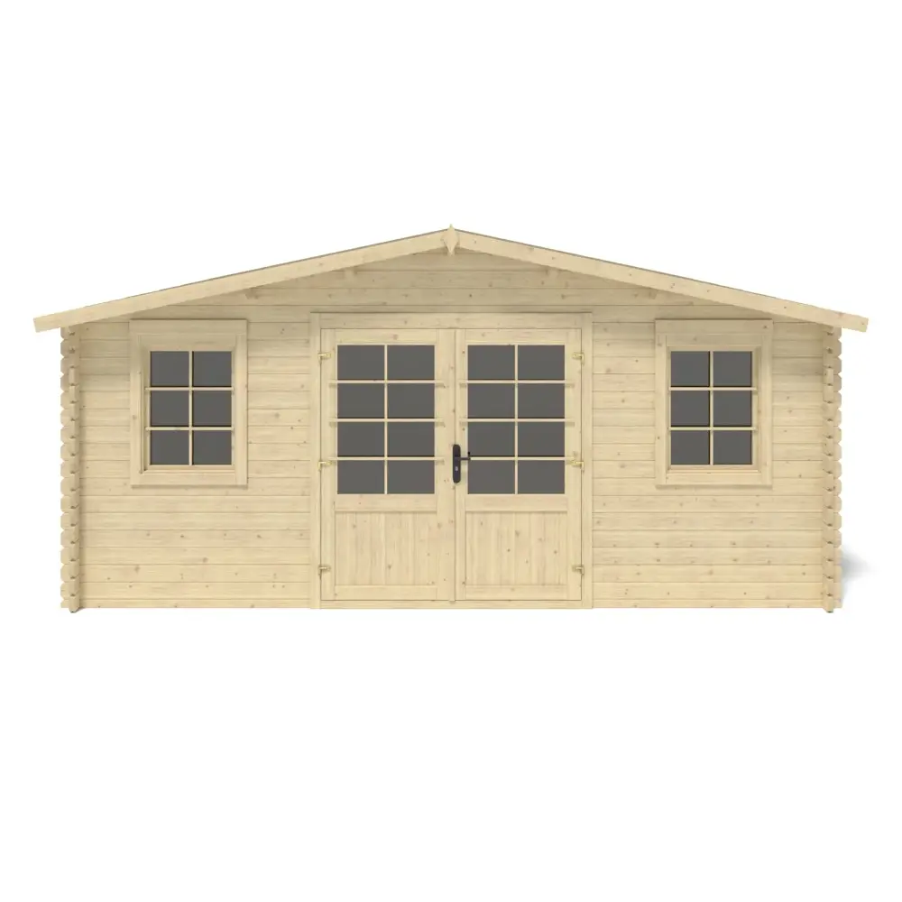 Abri de jardin en bois - 21.42m2 - 5.1x4.2m - Ep. 34mm - Couleur: naturel