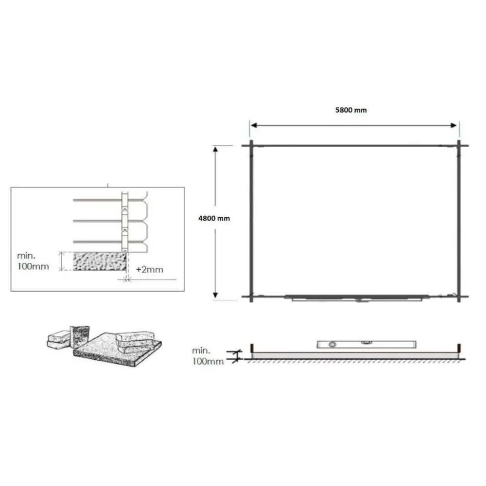 Abri de jardin en bois - 30m2 - 6x5m - Ep. 40mm - Couleur: naturel