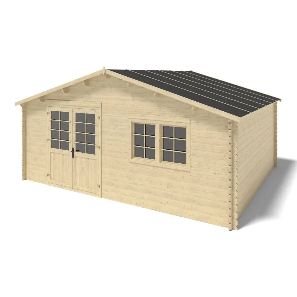 Abri de jardin en bois - 30m2 - 6x5m - Ep. 40mm - Couleur: naturel