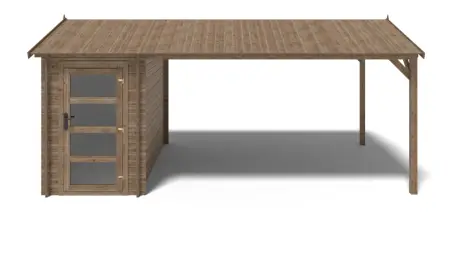 Abri de jardin en bois - 1.5x3 m avec extension de 1.5x2.76 m - 15.56 m² - Traité