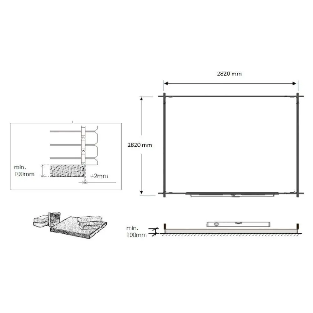 Abri de jardin en bois - 3x3 m avec extension de 3x2.76 m - 20 m² - Traité
