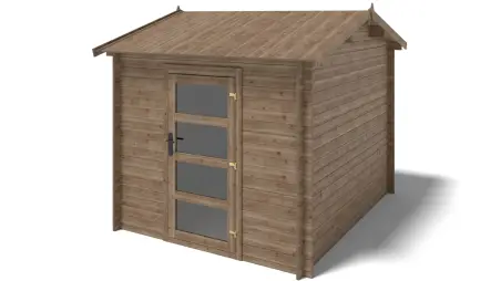 Abri de jardin en bois - 2.5x3 m avec extension de 2.5x2.76 m - 18.56 m² - Traité