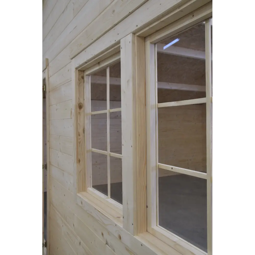 Abri de jardin en bois - 6x6 m + terrasse avec balustrade et avant-toit en bois - 54 m2