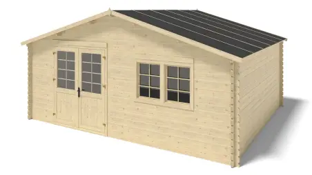 Abri de jardin en bois - 6x5 m + terrasse avec balustrade et avant-toit en bois - 48 m2