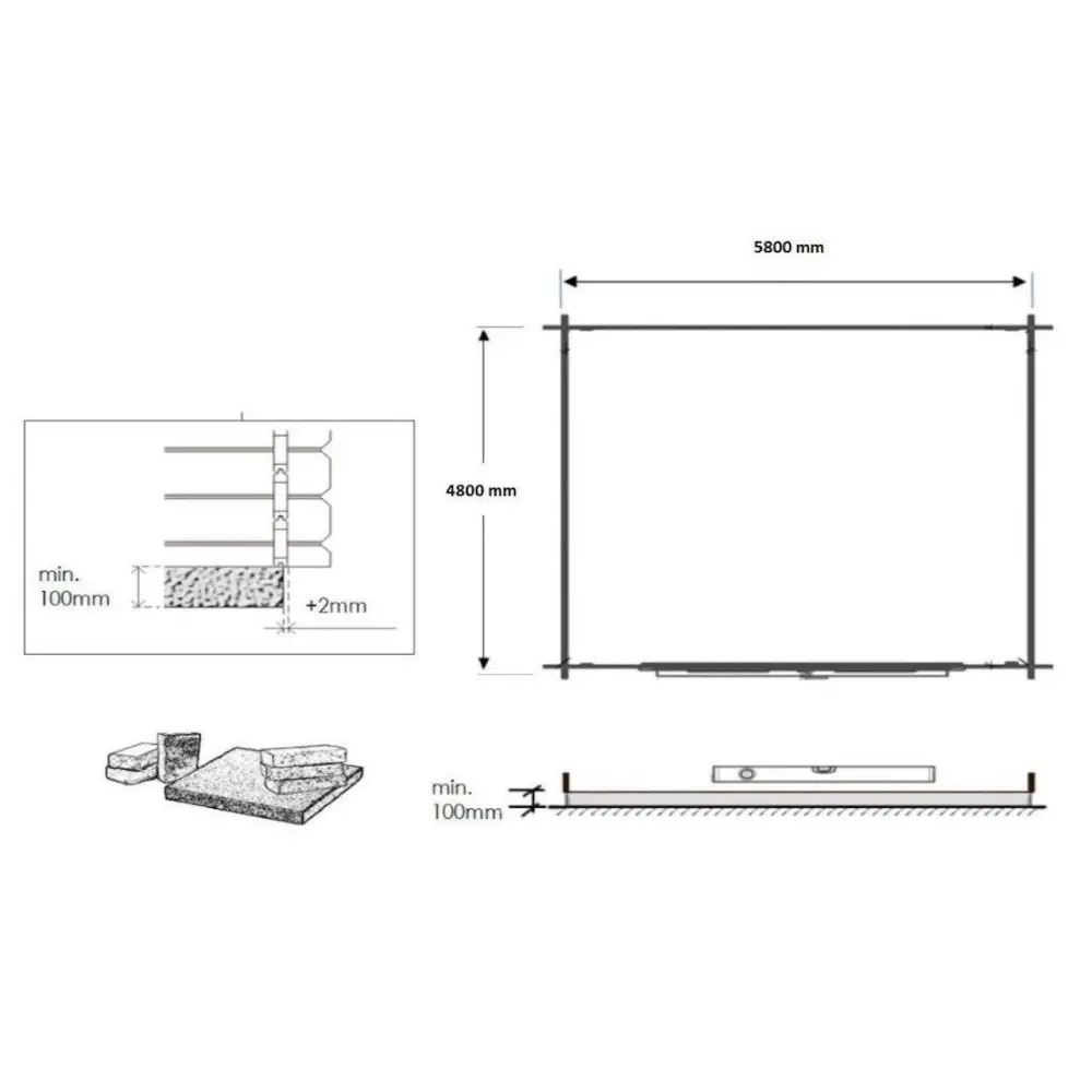 Abri de jardin en bois - 30m2 - 6x5m - Ep. 40mm - Couleur: naturel