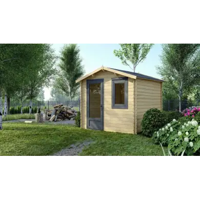 Abri de jardin en bois - 7.5m2 - 3x2.5m - Ep. 28mm - Couleur: naturel
