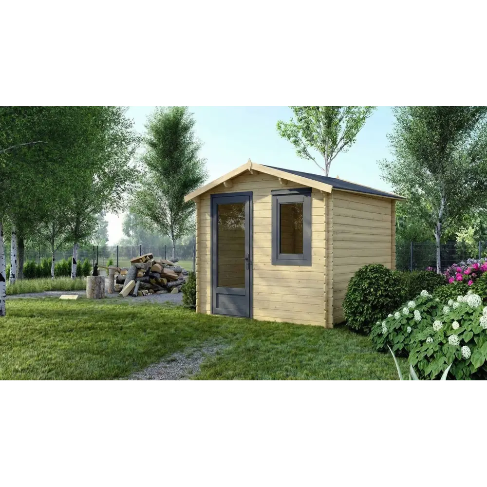 Abri de jardin en bois - 7.5m2 - 3x2.5m - Ep. 28mm - Couleur: naturel