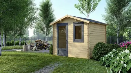 Abri de jardin en bois - 7.5m2 - 3x2.5m - Ep. 28mm - Couleur: naturel