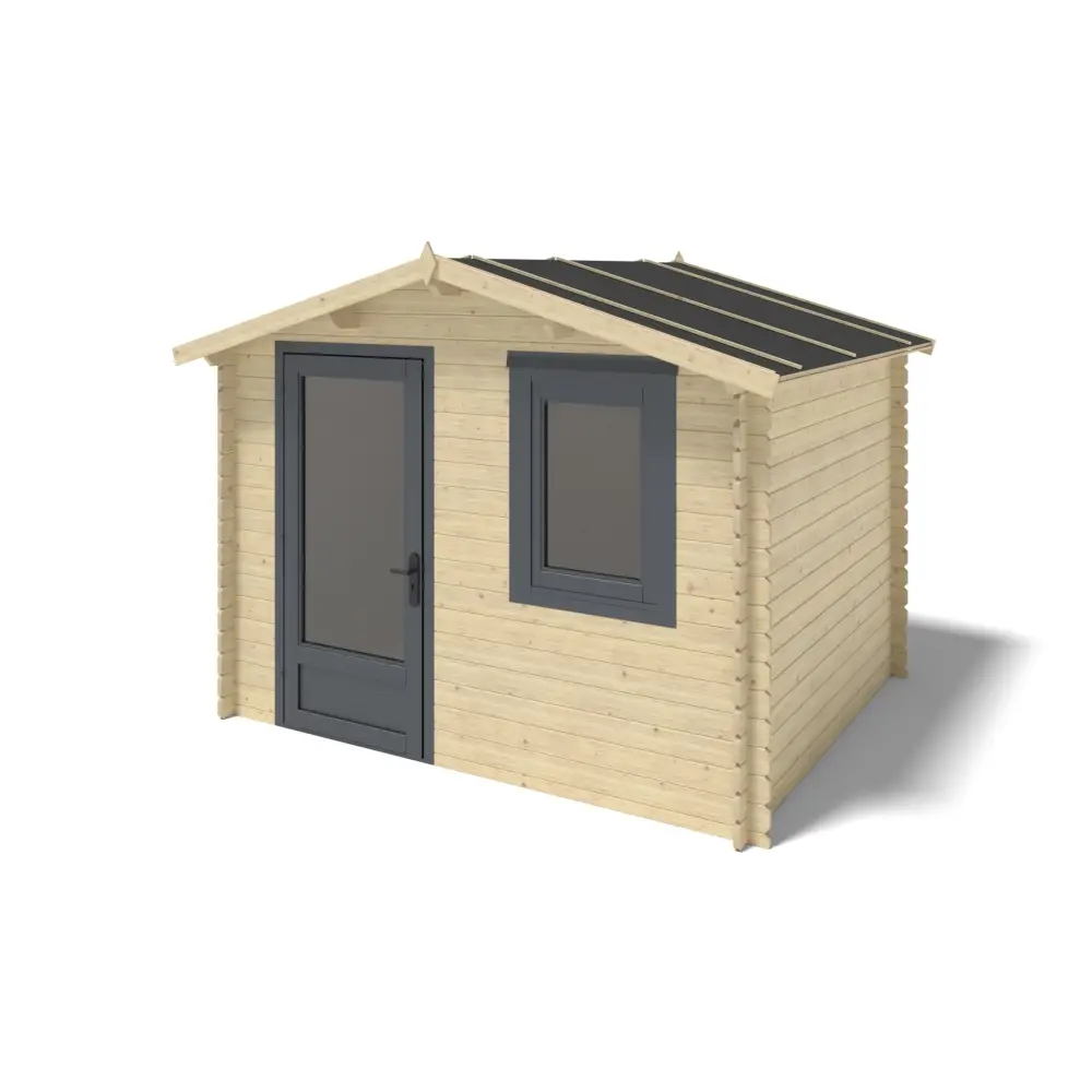 Abri de jardin en bois - 7.5m2 - 3x2.5m - Ep. 28mm - Couleur: naturel