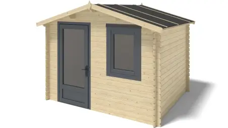 Abri de jardin en bois - 7.5m2 - 3x2.5m - Ep. 28mm - Couleur: naturel