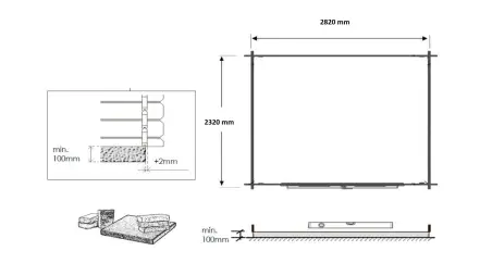 Abri de jardin en bois - 7.5m2 - 3x2.5m - Ep. 28mm - Couleur: naturel