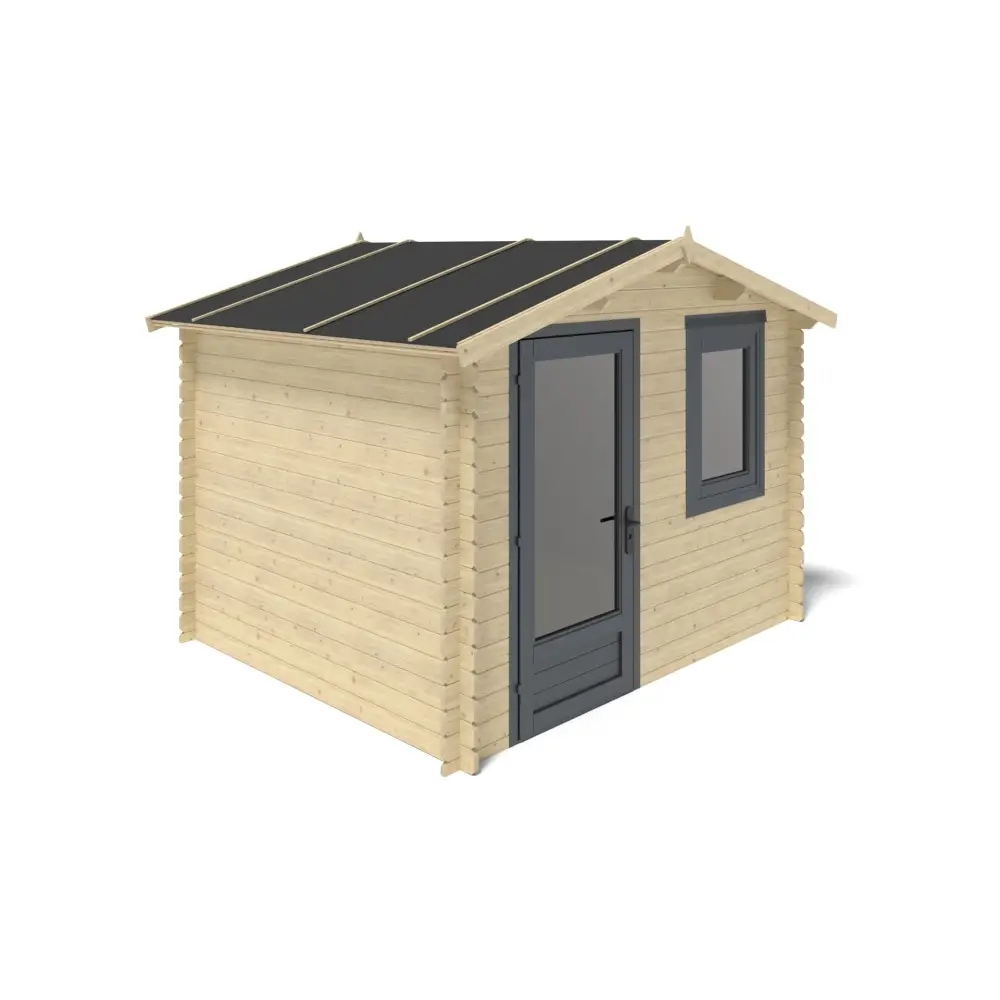Abri de jardin en bois - 7.5m2 - 3x2.5m - Ep. 28mm - Couleur: naturel
