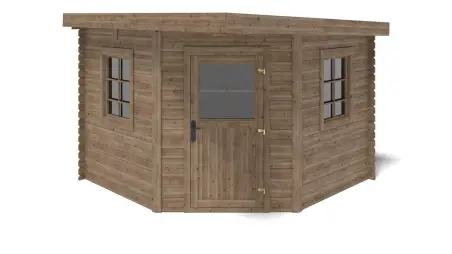 Abri de jardin en bois - 8m2 - 3x3m - Traité - Ep. 28mm - Couleur: marron