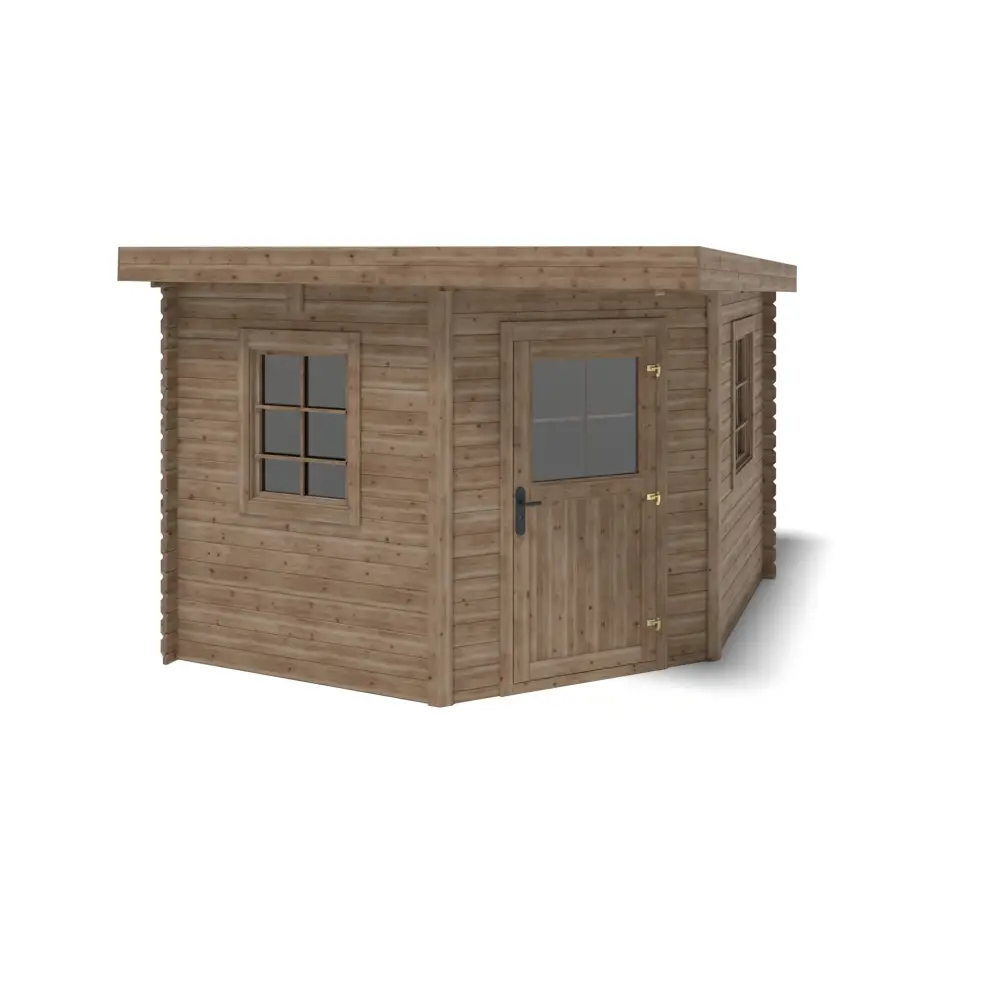 Abri de jardin en bois - 8m2 - 3x3m - Traité - Ep. 28mm - Couleur: marron