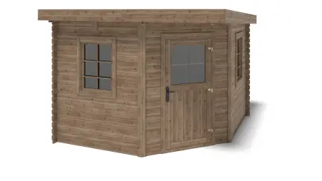 Abri de jardin en bois - 8m2 - 3x3m - Traité - Ep. 28mm - Couleur: marron