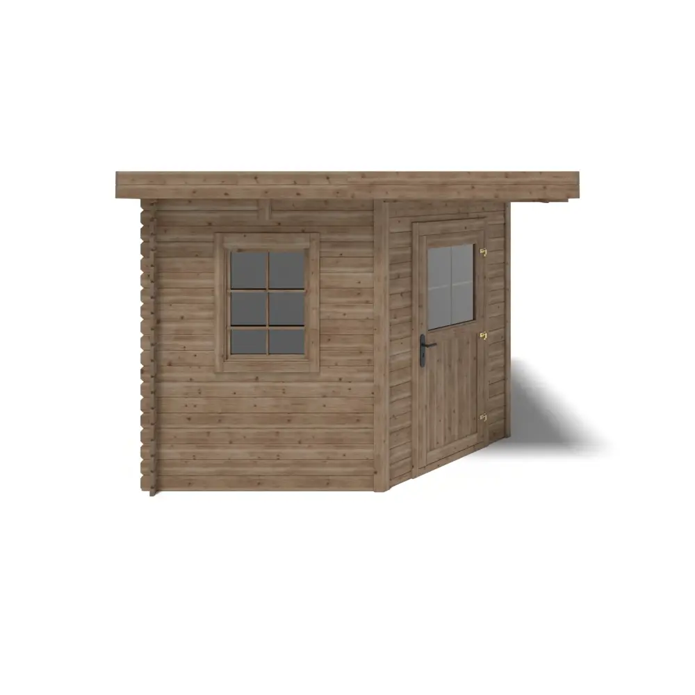 Abri de jardin en bois - 8m2 - 3x3m - Traité - Ep. 28mm - Couleur: marron