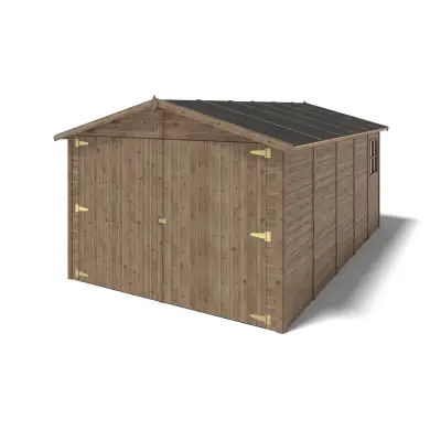 Garage en bois - 14.94m2 - 3.05x4.93m - Ep. 18mm - couleur: marron