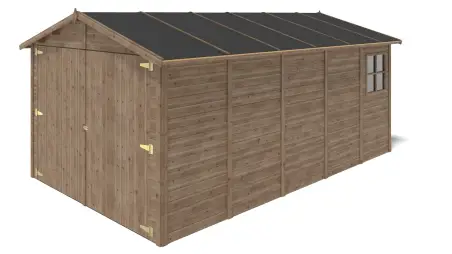 Garage en bois - 14.94m2 - 3.05x4.93m - Ep. 18mm - couleur: marron