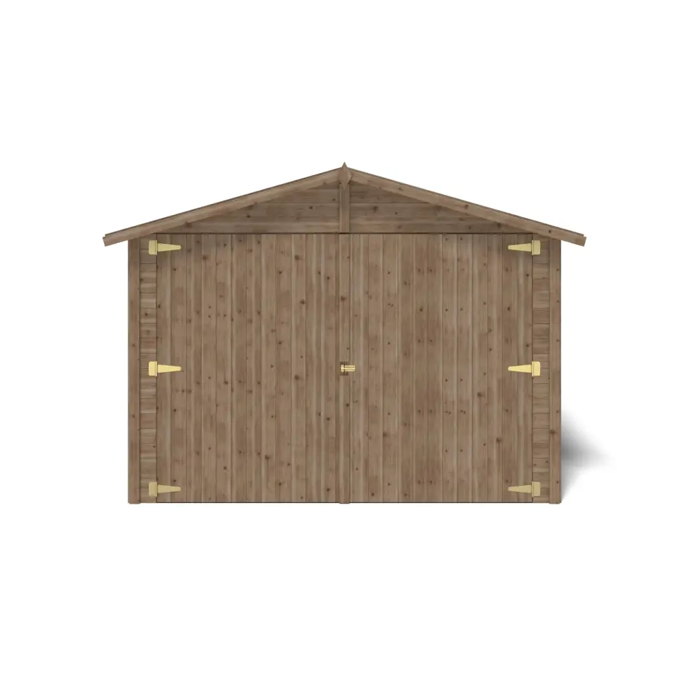 Garage en bois - 14.94m2 - 3.05x4.93m - Ep. 18mm - couleur: marron